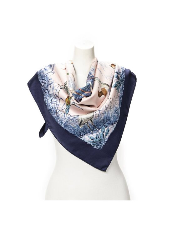 Hermes Accessories - Hermes Scarf Light Pink Blue Silk